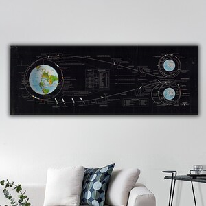 Apollo Mission Flight Plan Canvas Print, NASA Wall Art, Nature Wall Art, Space Telescope, NASA images, Wall Art Gift, Flight Path Decor art
