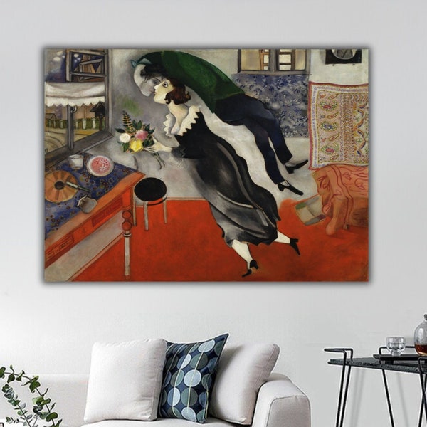 Birthday by Marc CHAGALL Canvas Print, Birthday Wall Art, Marc CHAGALL Paintings, Exhibition Poster, Chagall Wall Art, Surrealism Wall art