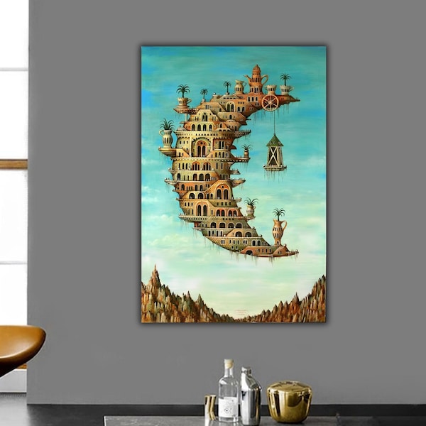 Living on the Moon Wall  Art, Salvador Dali Paintings, Dali Canvas Print, Salvador Dali Prints, Surrealism Art Print, Abstract Expressionism