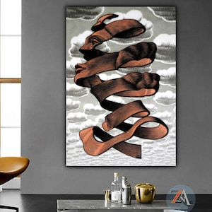 Rind by M.C. Escher Canvas Print, Maurits Cornelis Escher Print Arts, Rind (1955) Wall Art, Rind Wall Decor, Abstract Prints by MC Escher