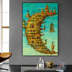 Living on the Moon by Salvador Dali, Salvador Dali Canvas Print, Salvador Dali Paints, Surrealism Art Print, Abstract Expressionism Art