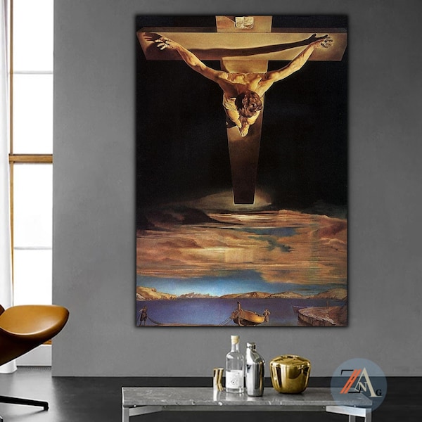 Christ of St John of the Cross by Salvador Dali, Canvas Wall Art Print, Salvador Dali Exhibition Poster, Surrealism art,Dali Canvas Wall Art
