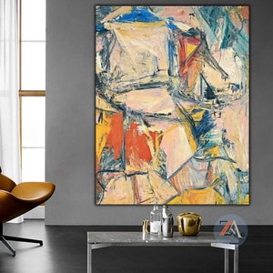 Arte mural de Willem de Kooning, impresión sobre lienzo intercambiable, pintura expresionista de Kooning, póster de Willem de Kooning, pintura expresionista