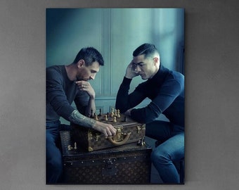 Trending Design! Ronaldo vs Messi Chess ⚽ - Clock Canvas