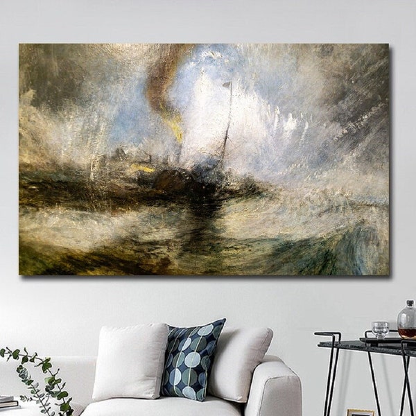 Joseph Mallord William Turner Snow Storm 1842 Canvas Print, Turner Poster, J.M.W. Turner Painting, Snow Storm Wall Art, Archival Giclee