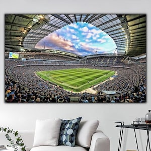 Etihad Stadium Leinwanddruck, City of Manchester Stadion Poster, Manchester City Wandkunst, Stadion Wohnkultur, Haus- und Bürowanddekoration