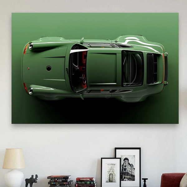 Porsche 911 Carrera Canvas Print, Green Wall Art, Porsche Canvas Wall Art, Porsche 911 Carrera Wall Decor, Porsche Poster, Modish Wall Art