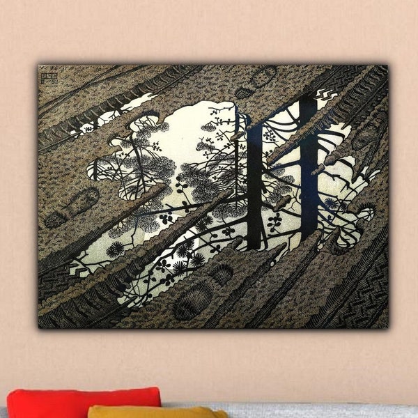 Puddle by M.C. Escher Canvas Print, Maurits Cornelis Escher Print Arts, Puddle Wall Art, Puddle Wall Decor, Abstract Prints by MC Escher