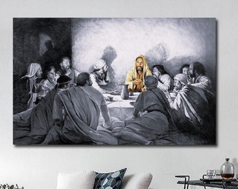 Last Supper Wall Decor, Last Supper Wall Art, Last Supper Artwork, Christian Canvas Art, Jesus and Disciples Paintings, Last Supper Art