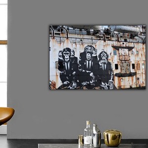 Toile Banksy « Les Trois Singes de la Sagesse » : Impression graffiti moderne
