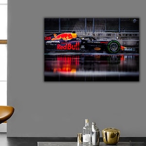 F1 Redbull Racing Car Wall Art, Max Verstappen Canvas Print, RedBull Verstappen Print, Honda F1 Canvas Wall Decor, Formula One Canvas Print.