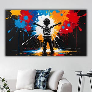 Banksy Colorful Child Wall Art, Banksy Love Canvas Print, Graffiti Wall Art, Banksy Wall Decor, Bansky Style Print, Street Graffiti Art