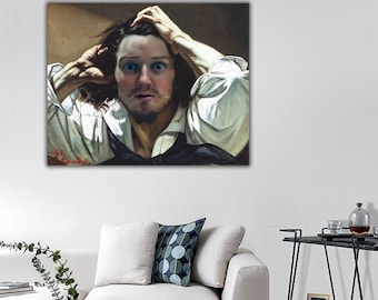 The Desperate Man by Gustave Courbet Wall Art, Gustave Courbet Canvas Print, Fine Art Oil Paintings, Classic Art Wall Decor, Fine Art Prints
