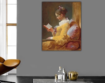 Young Girl Reading Fragonard Canvas Print, The Reader Wall Art Poster