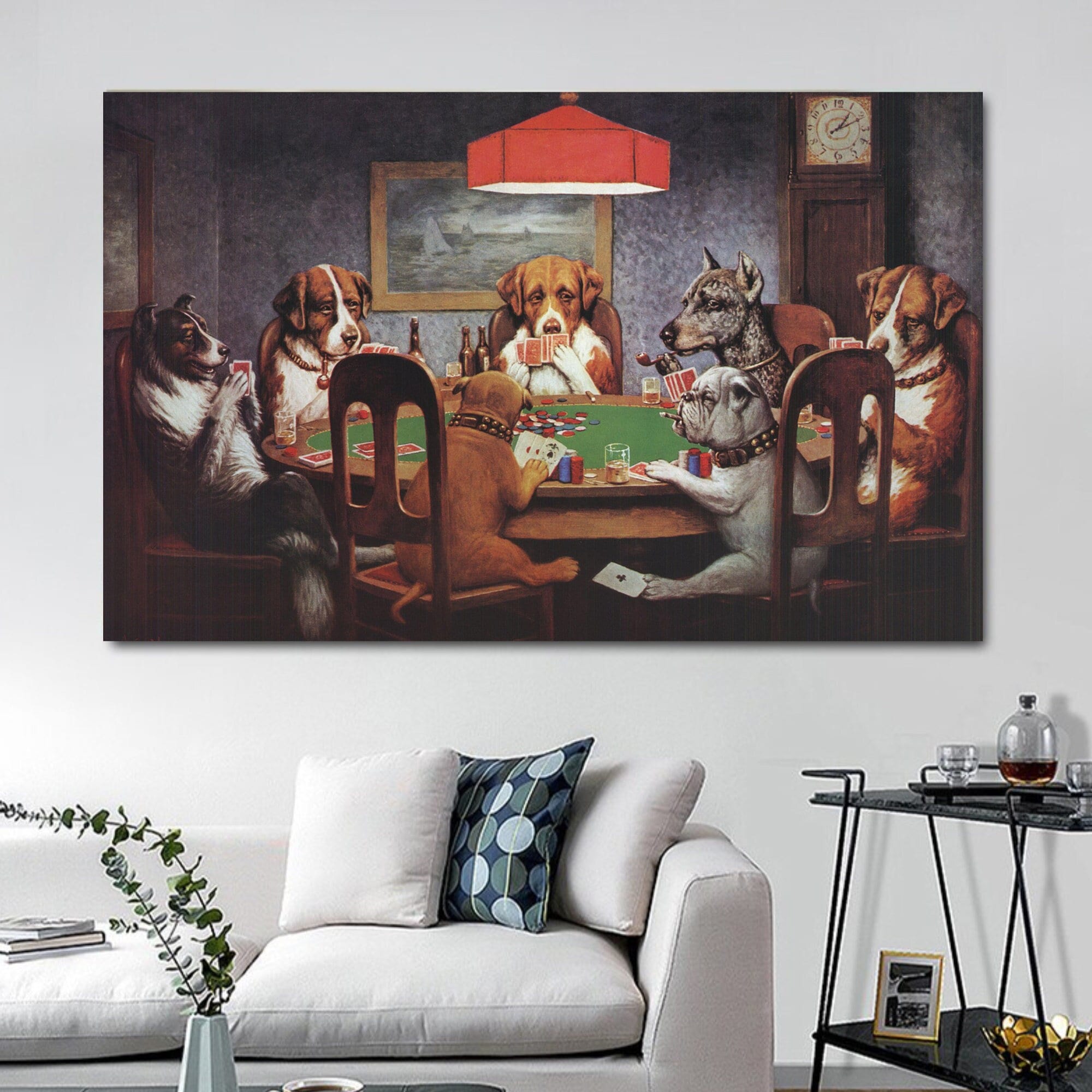 Dogs Playing Poker Canvas Print, Dogs Playing Cards Wall Art, A Friend
