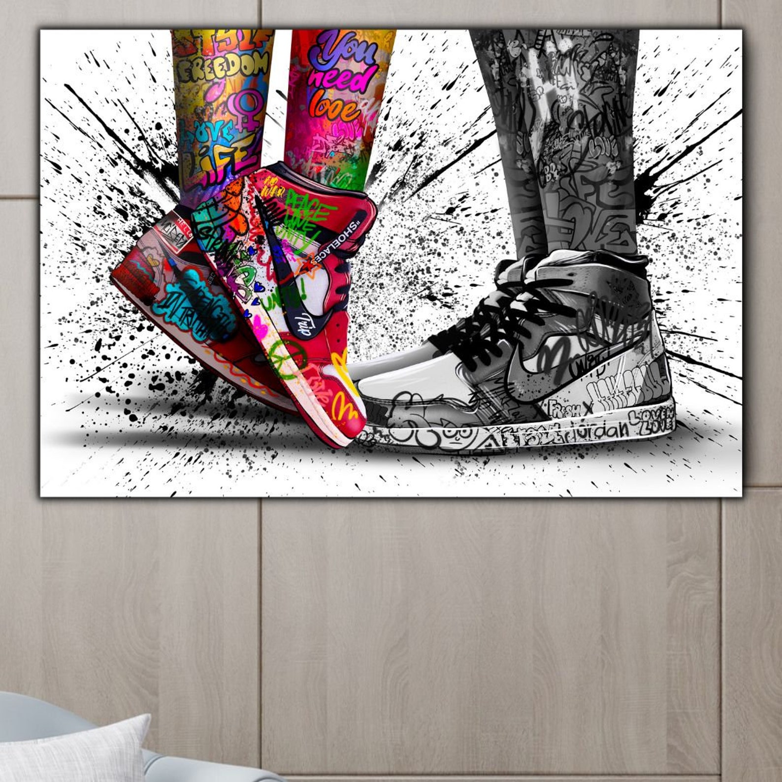 Graffiti Backdrop Print Canvas Shoes