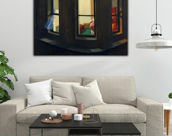 Edward Hopper Night Windows Canvas Print, Modern Expressionism Wall Art, Abstract Canvas, Hopper Night Windows Wall Decor, Fine Arts Print