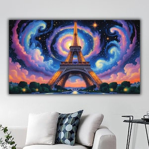 Paris Painting Printed on Canvas Wall Art, Eiffel Tower Canvas Print, Paris Wall Art, Paris Poster, France Canvas Art Landscape Home Decor