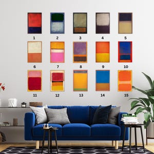 Arte de pared en lienzo personalizado de Mark Rothko. Elija una de las 90 obras de arte de Rothko. Deje un mensaje y lo produciremos para usted. Arte impreso de Rothko