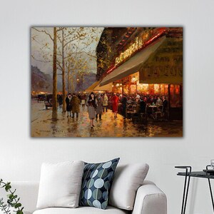 Edouard Leon Cortes Wall Art, Paris Canvas Wall Decor, Montparnasse Paris Landscape Print, La Coupole Montparnasse Paris,Edouard Leon Cortes