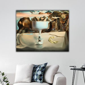 Apparition of Face and Fruit Dish on a Beach by Dali, Salvador Dali Artwork,Salvador Dali Canvas Print,Dali Canvas Wall Decor,Surrealism Art