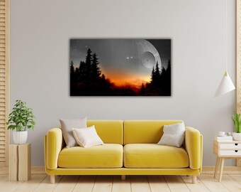 Star Wars Death Star Wall Art, Space Canvas Print, Abstract Space Wall Art, Sci-Fi Decor, Star Wars Poster, Death Star Space Wall Decor