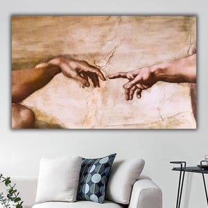 Art mural sur toile La création d&#39;Adam, affiche de Michel-Ange, décoration murale de Michel-Ange, tableau de Michel-Ange, oeuvre d&#39;art moderne de Michel-Ange