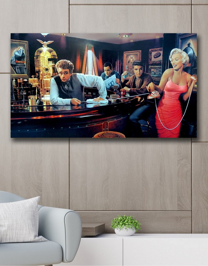 Marilyn Monroe James Dean Elvis Presley at Bar Poster Etsy