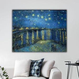 Starry Night Over The Rhone Canvas Print, Vincent Van Gogh Wall Art, Van Gogh Exhibition Print, Reproduction Home Decor, Canvas Wall Print.