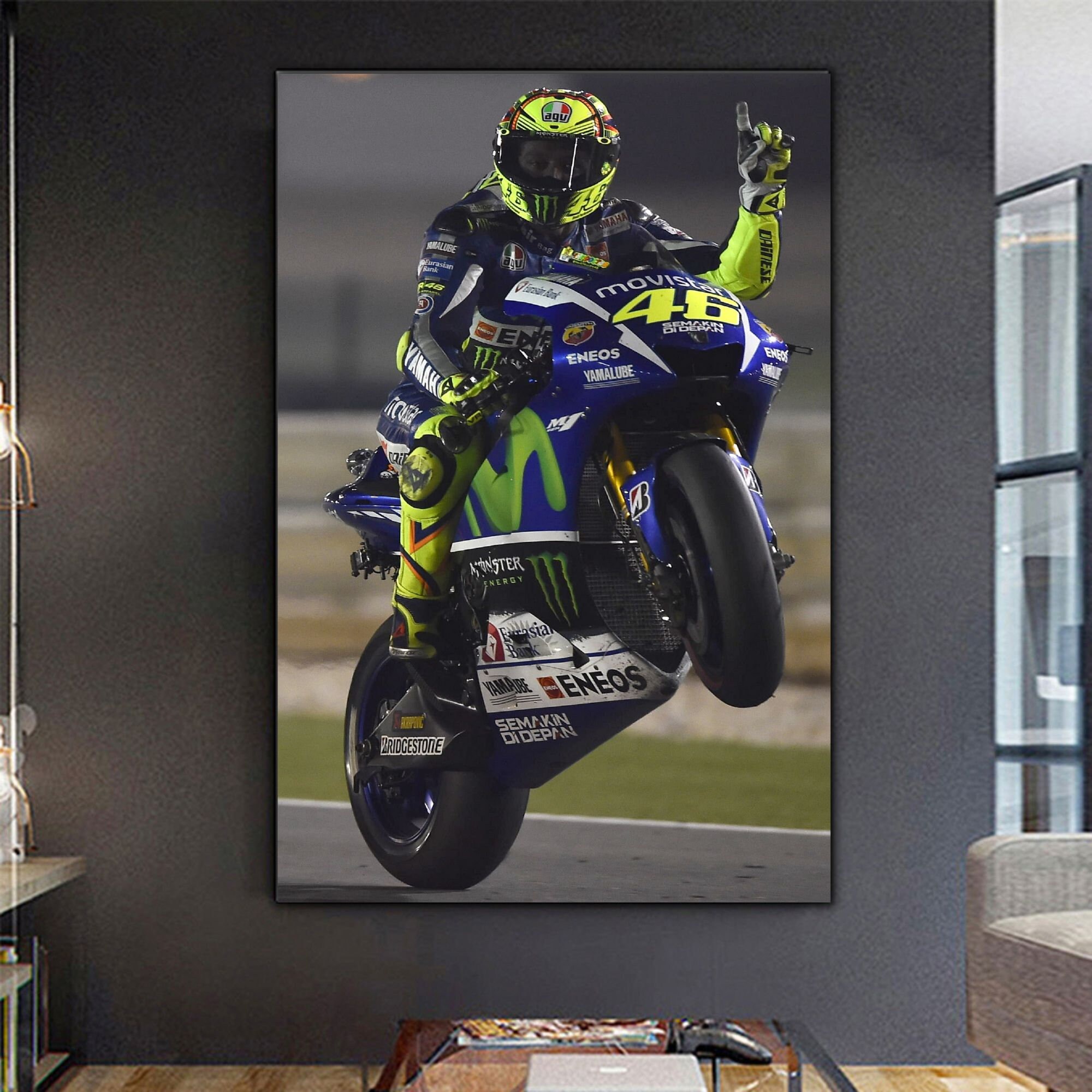 Valentino Rossi GP Stretched Canvas Print Wall Decoration Art