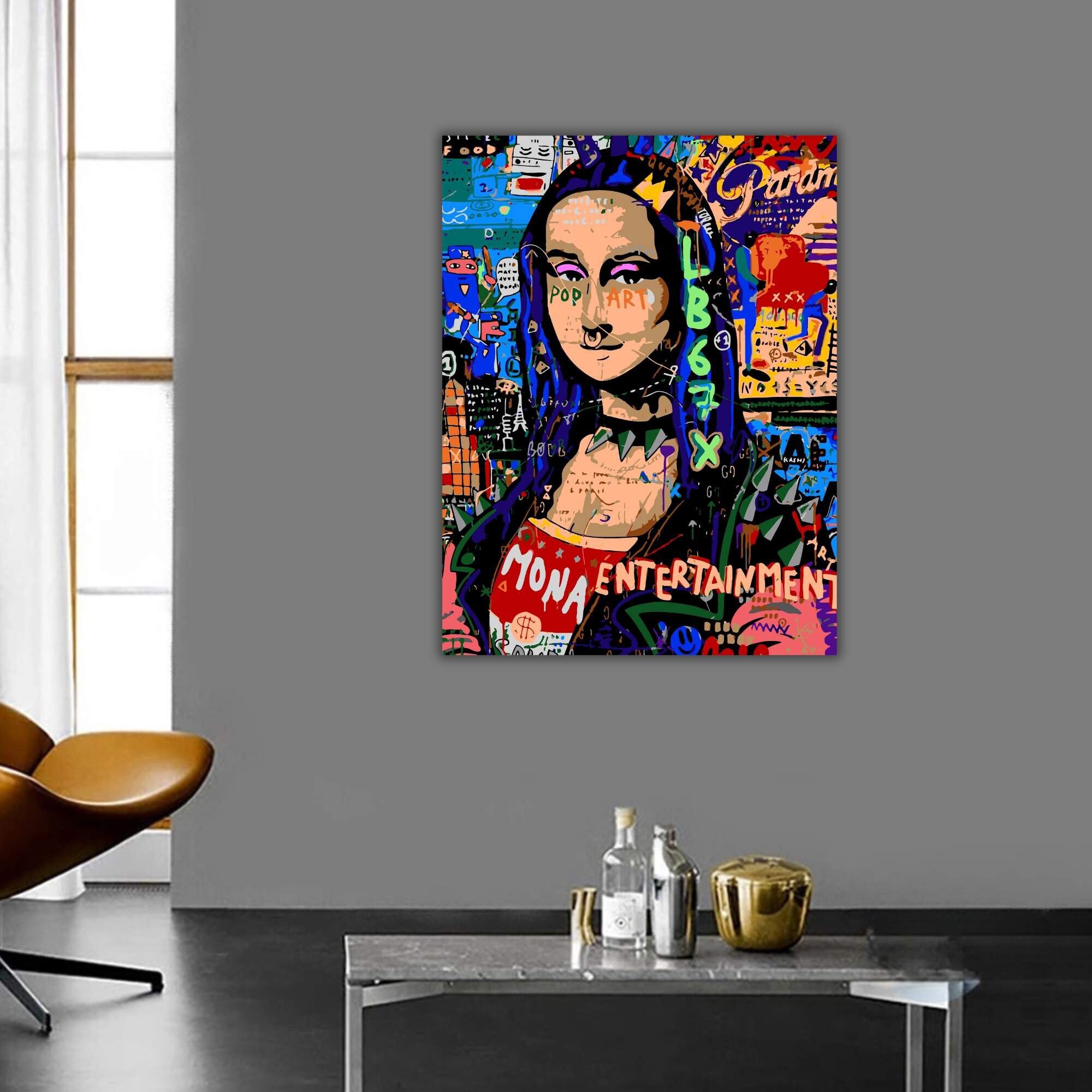 Banksy Mona Lisa Canvas Print, Mona Lisa Pop Art, Banksy Mona Lisa Wall Art, Mona Lisa Wall Decor, Leonardo Da Vinci Graffiti Art,Street Art
