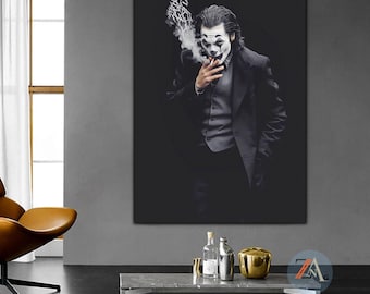 Joker Smokey Canvas Print: Black and White Movie Poster