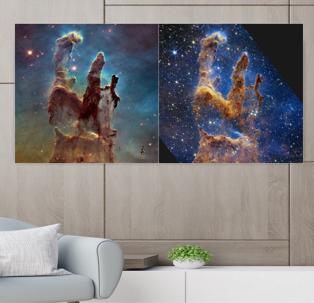 Pillars of Creation Canvas Wall Art, Hubble & b Images Side by Side, James b Wall Art