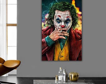 Joker Smokey Canvas Wall Art, Joker Movie Poster, Joker Smokey Print, Joker Living Room Decor, Joker Poster Print Art,Joker Smoky Wall Decor