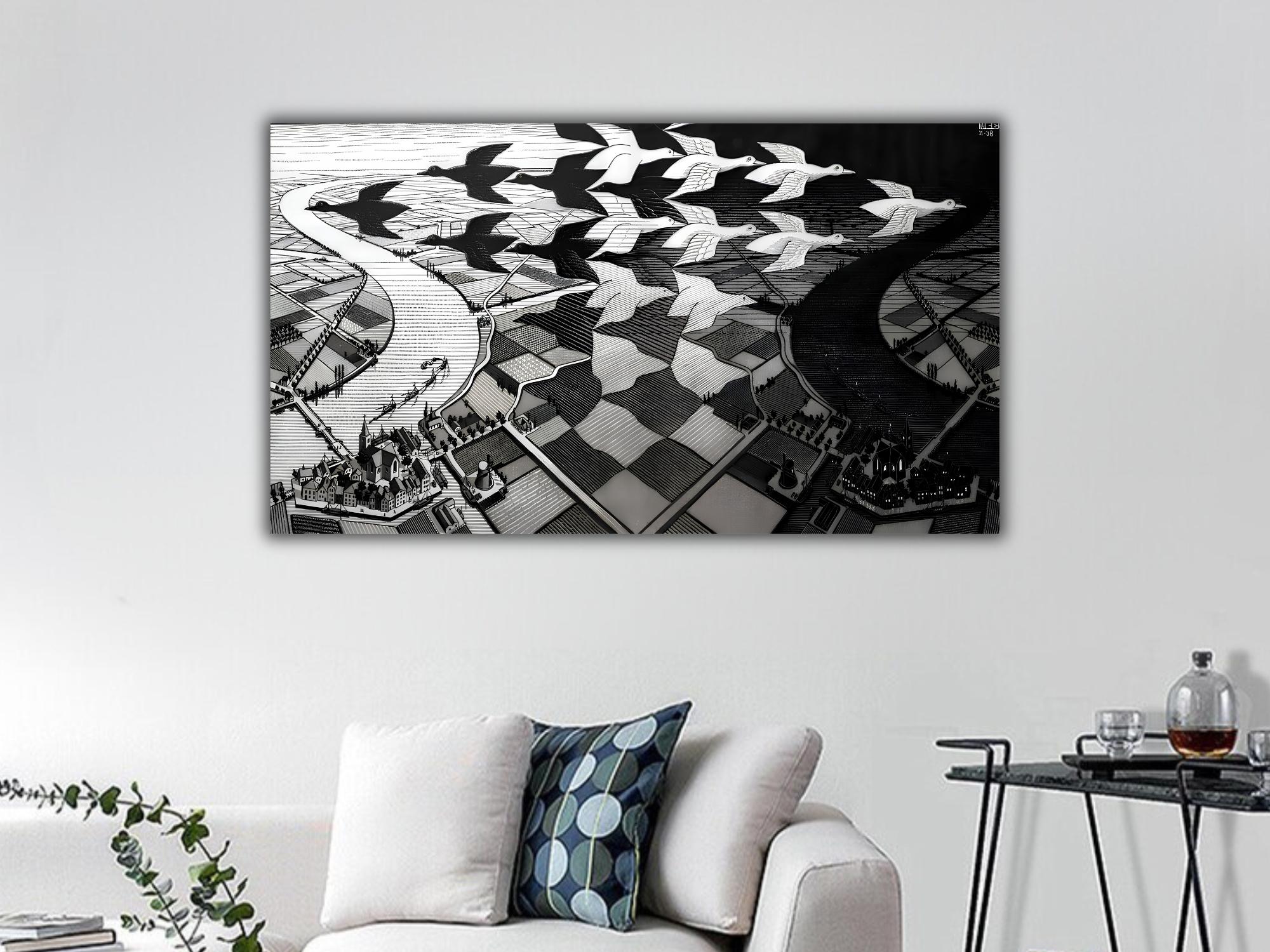 Day and Night Canvas Print, Maurits Cornelis Escher Wall Art, MC