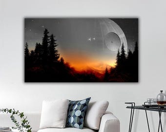 Star Wars Death Star Wandkunst, Raum Leinwanddruck, Abstrakte Weltraum Wandkunst, Sci-Fi Dekor, Star Wars Poster, Death Star Weltraum Wanddekor