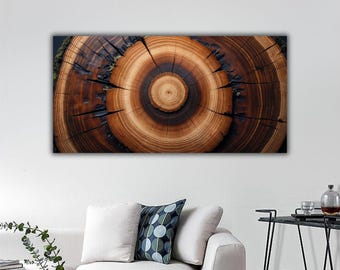 Canvastavla med ekträdsring: Minimalistiskt trätryck