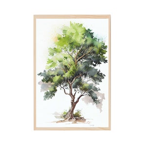 Minimalist Watercolor Tree, Digital Art print, Watercolor wall art, Printable tree painting, Eclectic Art Digital Download All Sizes