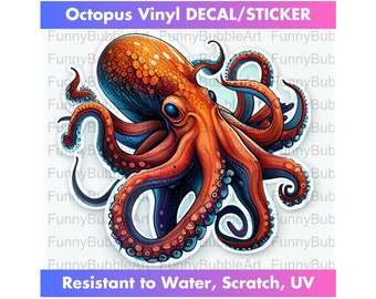 Bunte Oktopus Aufkleber für Wasserflasche, Laptop und mehr, Ozean Aufkleber Kiss-Cut Vinyl Aufkleber