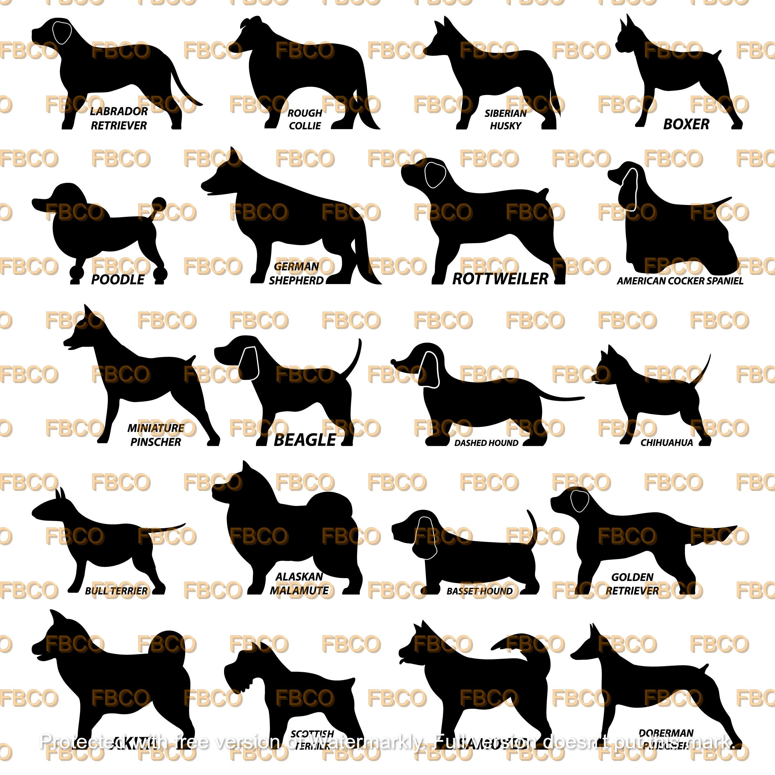 Dog Breed Faces and Bodies SVG, EPS, PNG, Jpg, Dual Dog Set of Dog ...