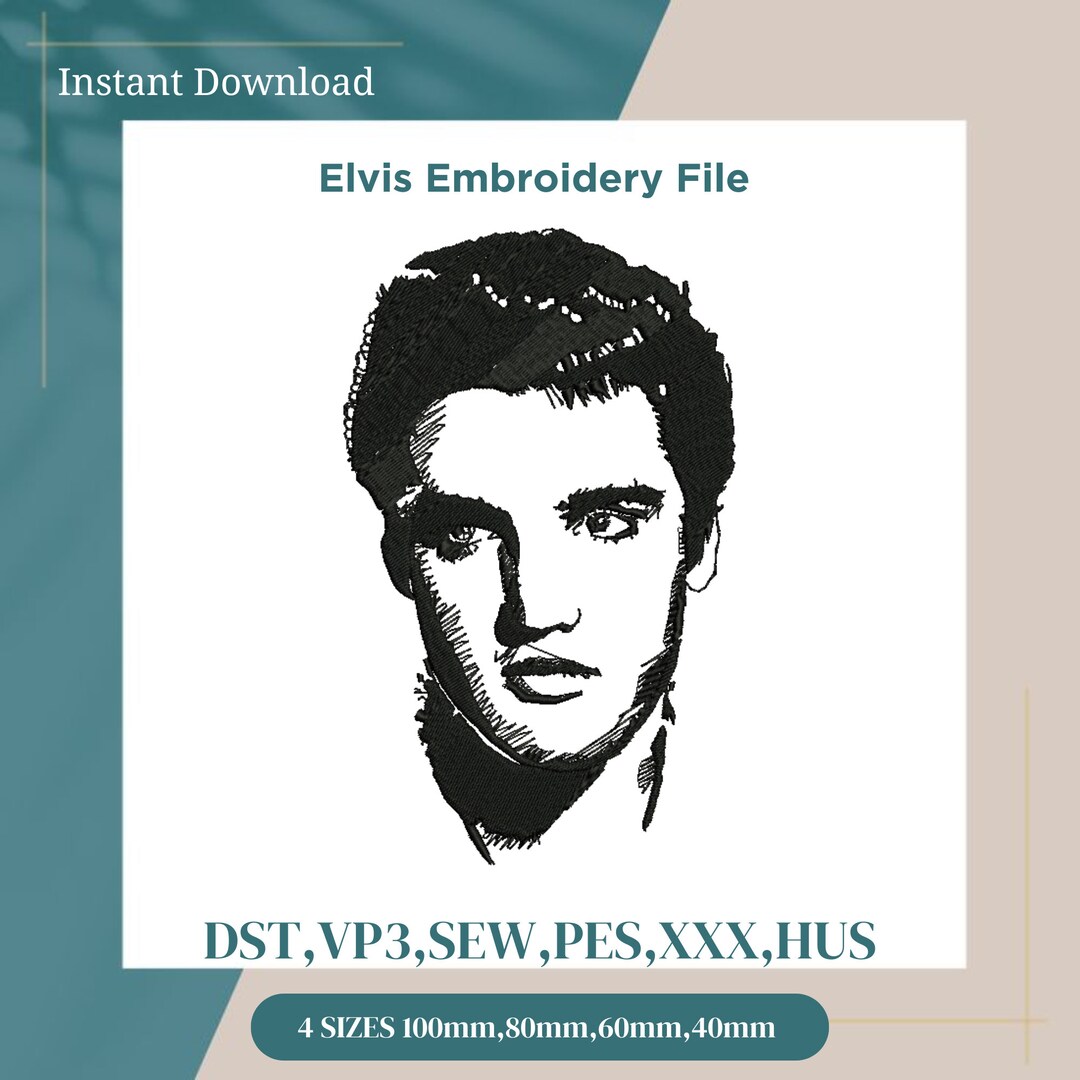 Elvis Presley Embroidery Design, Stencil Embroidery Design, Singer