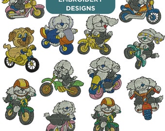 Motorbike Embroidery Designs, Bicycle Embroidery, Freeride Bike Embroidery, Animal Embroidery, Motorcycle Embroidery, Machine Embroidery