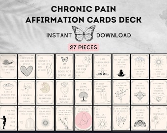 Chronic Pain Affirmation Cards Deck PDF, Chronic Illness Cards, Daily Health Affirmations, Self Care Cards, Spoonie Printable, Mindfulness