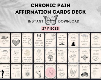 Chronic Pain Affirmation Cards Deck PDF, Chronic Illness Cards, Daily Health Affirmations, Self Care Cards, Spoonie Printable, Mindfulness