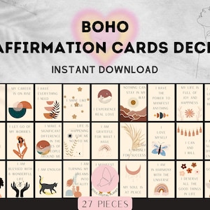 27 BOHO Positive Affirmation Cards Deck PRINTABLE, Daily Affirmations ...