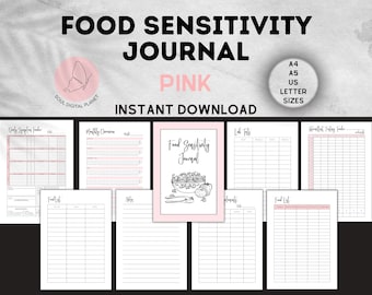 Pink Food Sensitivity Journal PDF| Food Intolerance Tracker PRINTABLE| Daily Food Diary Journal| Mindful Eating| Ibd Ibs Symptom Tracker