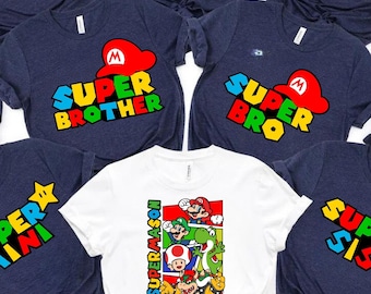 Personalized Super Mario Birthday Sweatshirt, Shirt, Hoodie: Family Matching Tees