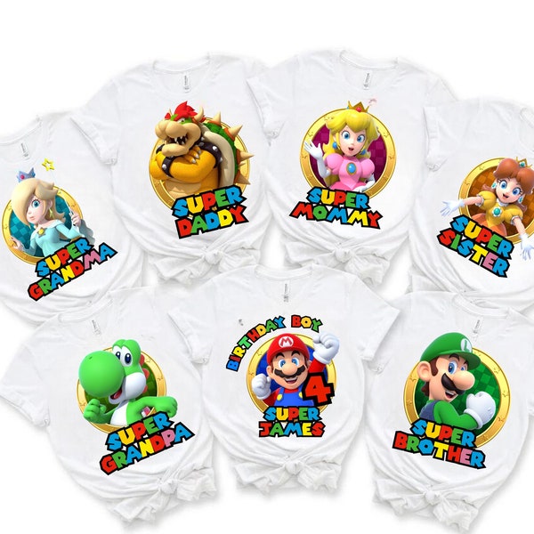 Personalized Super Mario Family Birthday Shirt, Super Mario Family Shirts, Birthday Party Shirt, Custom Super Mario Birthday Toddler T-Shirt