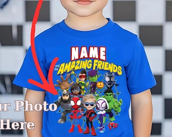 Custom Face Spidey and His Amazing Friends Shirt: Spin Birthday Boy Tee, Family Matching Birthday Shirt,Miles Morales,Ghost Spider Shirt