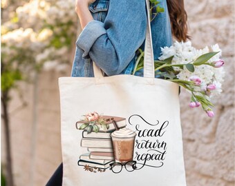 Read Return Repeat Tote Bag, Book Lover Gift, Gift for Xmas,Gift for Mom,Valentines Day Gift
